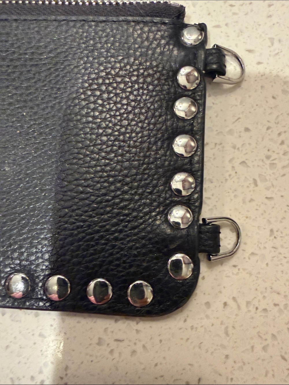 Bandolier Black Leather Studded Zip Pouch - Picture 4 of 7